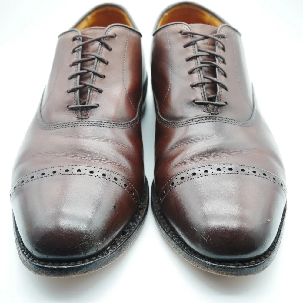 Allen Edmonds Byron Fifth Avenue Dark Brown Leather Cap Toe Oxford Shoe Men 9 3E